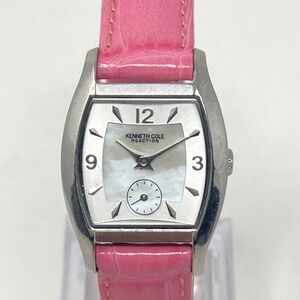 Kenneth Cole Watch Women 24mm Silver Tone MOP Dial Small Seconds New Battery